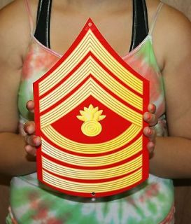 USMC ENLISTED RANK METAL SIGN E 9, IN COLOR  MASTER GUNNERY SERGEANT 