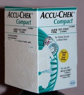 102 Accu Check compact test strips 6 drums NEW, Exp. 02/2014