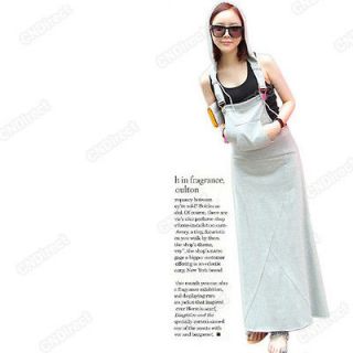 Casual Cotton Long Overall Suspender Skirt Braces Dress Korean New