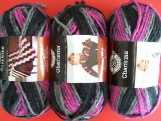 Loops & Threads Charisma bulky yarn, Black Raspberry, lot of 3