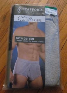 Pair Stafford Mens Gray Fashion Full Cut Briefs Underwear M L XL NWT
