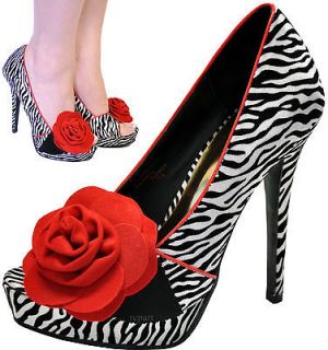 New womens shoes satin suede like zebra print black white stilettos 