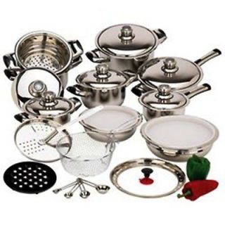 28pc 12 Element Stainless Steel Cookware Set   Waterless