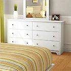 South Shore Breakwater 6 Drawer Double Pure White Finish Dresser, New 