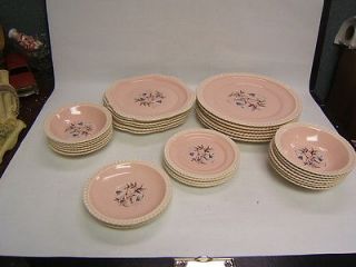 Vintage Harkerware Oven Proof USA Pottery China 31 Pieces HAR6 pink 