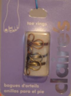 CLAIRES TOE RINGS BRAND NEW TARNISHED GOLD/TARNISHED SILVER/BRONZE 