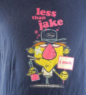 Less Than Jake I Suck Ska Band Mens T shirt Large Navy Blue LTJ Sick 