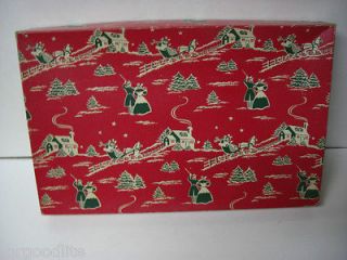 Old Decorated Dept Store Christmas Gift Box HORSE DRAWN SLEIGH WINTER 