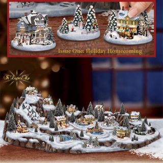 Tiny Tidings Village Thomas Kinkade Snowglobe Figurine Base plus 5 