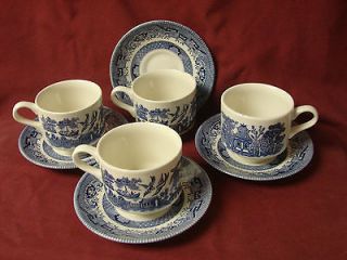 Churchill china Dinnerware England Blue willow set 4 cup and saucer(s 