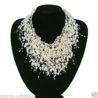   Bridal Wedding Ivory Faux Pearl Chunky Statement NECKLACE Cute