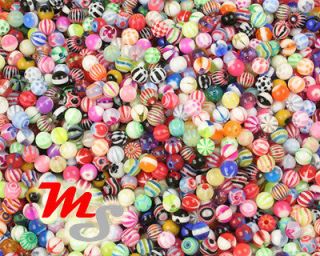 Wholesale 6mm LOT 100 14g Acrylic Balls Body Jewelry NR
