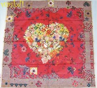 CHRISTIAN LACROIX red Pixelated FLORAL HEART silk scarf NWT Authentic!
