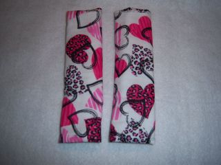   Door Handle Covers LEOPARD ZEBRA Pink Black Heart print fabric