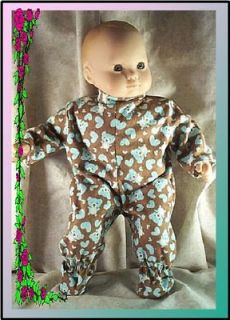 Doll Clothes 14 16 American Girl Bitty Baby Sleeper Pajamas Boy Bears 