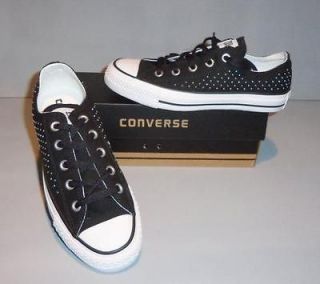 Converse Chuck Taylor CT Womens Black White Silver Studs Spec Ox Shoes 
