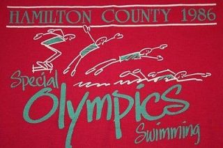 NOS vtg 80s 1986 SPECIAL OLYMPICS SWIMMING t shirt * small 