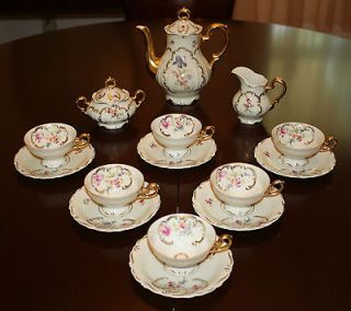 Alka Bavaria china demitasse coffee set, 9 pcs, Meissen pattern, 1938 