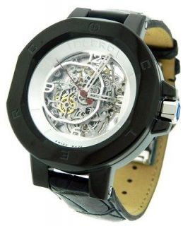 Brand New Mens Clerc Icon 8 Black PVD Steel Skeleton Automatic Watch 