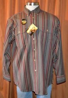 NATIONAL GEOGRAPHIC TRAVEL COLLECTION RED BLUE BROWN STRIPE SHIRT MENS 