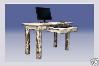 Solid Pine Laptop Table Computer Desk Small Log Desk