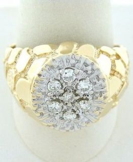   10K TWO TONE GOLD 1/2ct DIAMOND KENTUCKY CLUSTER NUGGET RING 14 1/2