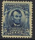 US Mint #304, 5¢ BLUE, REG ISS, OG, LH