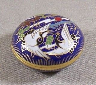 Heron Asian Design Miniature Small Metal Trinket Box