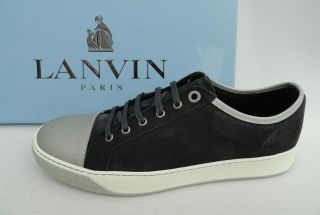 BN Men LANVIN Blue Silver Leather Sneakers Trainers Shoes UK9 43 US10 