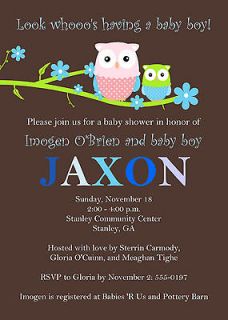 Personalized Baby Boy Shower Invitation ~ Owl ~ Look WHOOOs Having a 