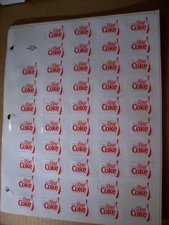 Diet Coke Soda Machine/Founta​in Labels 48 labels 1.25 x 0.75 MSA 