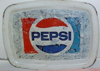   Pepsi Ice Theme on Front Serving Tray Coke Tin Tray 1973 Pepsi Cola