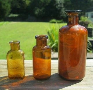 Vintage* Mixed Lot of 3 BROWN GLASS BOTTLE MINIATURES  4 3/4 S&D 25