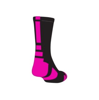 TCK Elite Baseline Basketball Socks, Black/Hot Pink, proDRI, 7 crew 