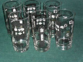 Vintage set of 6 Colonial Country House DRINKING GLASSES rifle 