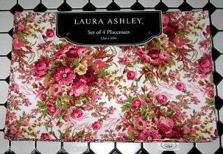 LAURA ASHLEY Placemats Mats Table ENGLISH BOUQUET Roses Pink floral