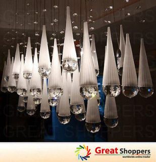 New Modern 44 Glass Ice Cone w/ Crystal Ceiling Light Pendant Lamp x 