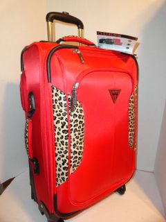 360 GUESS Red Leopard Cheetah PANAR Luggage Spinner wheeled 22 