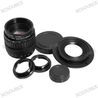 35mm f/1.7 CCTV Lens C Mount Adapter + 2 Macro Ring For Sony NEX 5N F3 