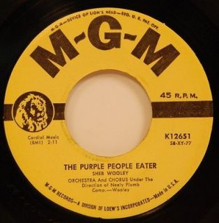 Sheb Wooley The Purple People Eater 45 M  MGM 12651 58 Pop Rock 