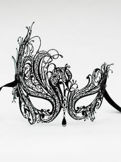 Plain Constance Venetian Metal Black Filigree Masquerade Mask, Masked 