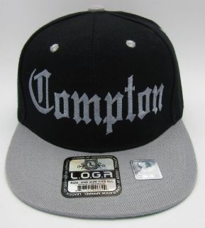 COMPTON Snapback Hat Cap EazyE Dre Cube NWA LA RAIDERS Black Silver 