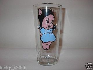   Warner Bros 16oz Petunia Pig Glass with White Letters Excellent Cond