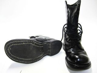 Authentic Corcoran Paratrooper Shiney Black Leather Cap Toe Boots Size 