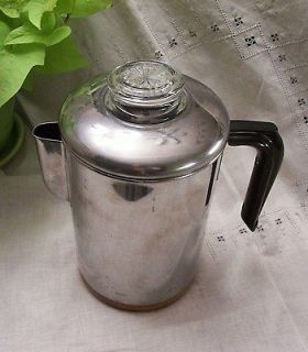 REVERE WARE COFFEE POT STAINLESS STEEL COPPER BOTTOM STOVE TOP