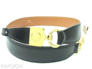 Authentic HERMES Belt Black With Gold Buckle Made in Italy