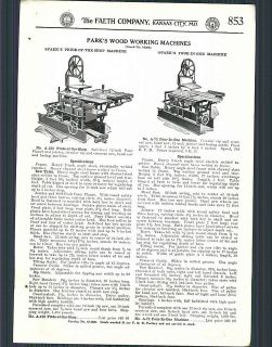 1928 ad Parks Woodworking Machines Band Table Mill Saws Planer 