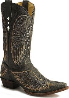 Mens Corral Gold Wing and Cross Inlay Boots