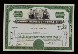 SINCLAIR OIL CORPORATION SALT LAKE CITY issued to E F Hutton & Co