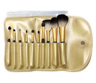 24k Amore Mio by Oro Gold cosmetics 10 piece pro brush travel set w 